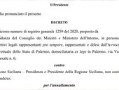 Il Tar sospende l'ordinanza Musumeci: accolto il ricorso del Governo