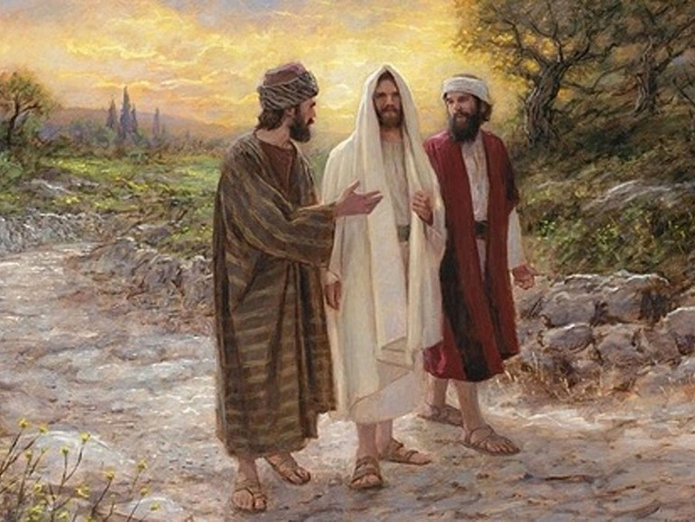 Gesù e due discepoli verso Emmaus