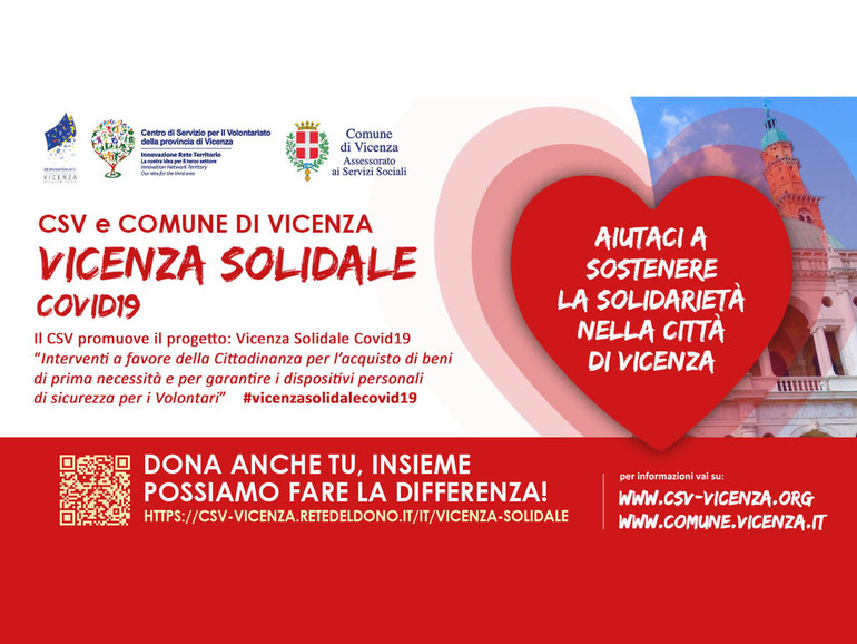 Vicenza solidale, Csv e Comune insieme. Va avanti la raccolta fondi