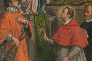 Madonna in trono tra san Lorenzo, san Carlo Borromeo e il committente